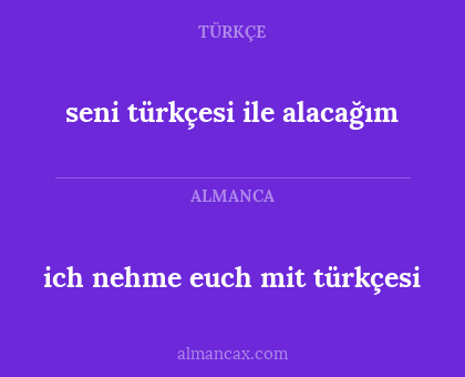 ich nehme euch mit türkçesi - seni türkçesi ile alacağım