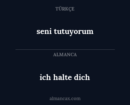 ich halte dich - seni tutuyorum