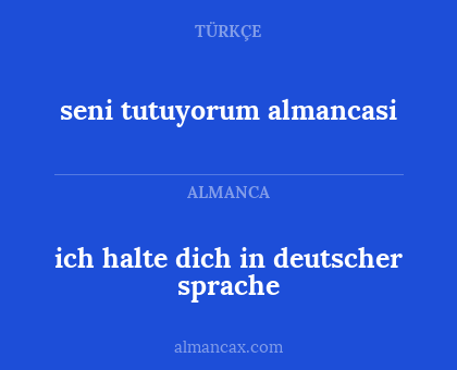 ich halte dich in deutscher sprache - seni tutuyorum almancasi