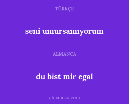 seni umursamıyorum - du bist mir egal
