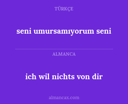 seni umursamıyorum seni - ich wil nichts von dir