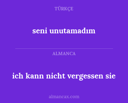 seni unutamadım - ich kann nicht vergessen sie