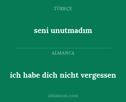 ich habe dich nicht vergessen - seni unutmadım