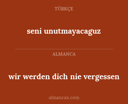 seni unutmayacaguz - wir werden dich nie vergessen