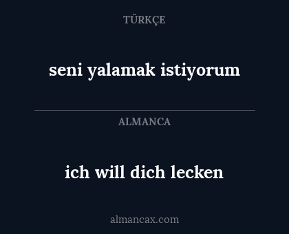 seni yalamak istiyorum - ich will dich lecken