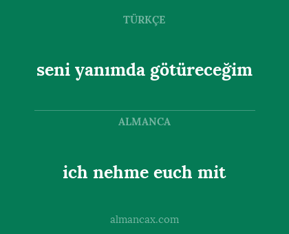 ich nehme euch mit - seni yanımda götüreceğim