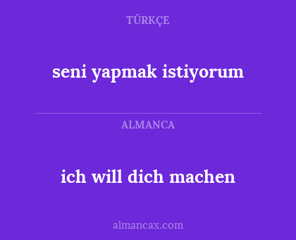 seni yapmak istiyorum - ich will dich machen