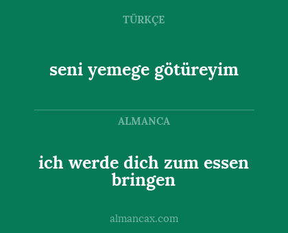 seni yemege götüreyim - ich werde dich zum essen bringen