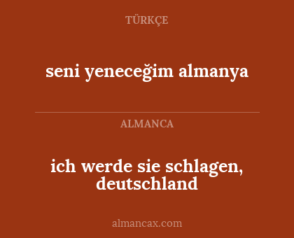 ich werde sie schlagen, deutschland - seni yeneceğim almanya