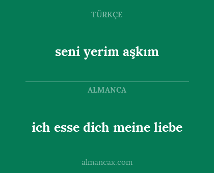 seni yerim aşkım - ich esse dich meine liebe