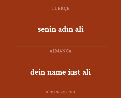dein name i̇st ali - senin adın ali