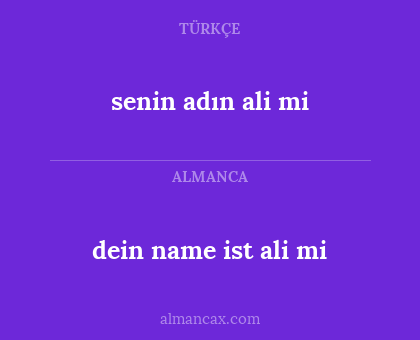 dein name ist ali mi - senin adın ali mi