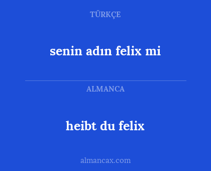 heibt du felix - senin adın felix mi