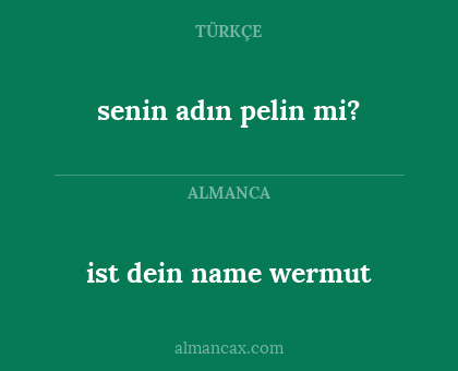 ist dein name wermut - senin adın pelin mi?