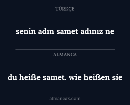 senin adın samet adınız ne - du heiße samet. wie heißen sie