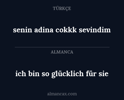 ich bin so glücklich für sie - senin adina cokkk sevindim