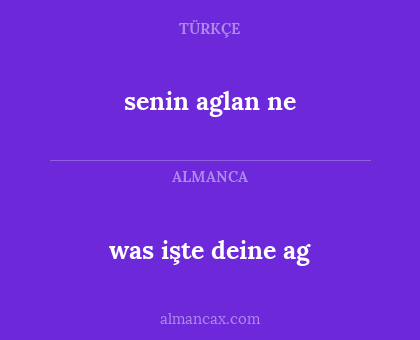 senin aglan ne - was işte deine ag