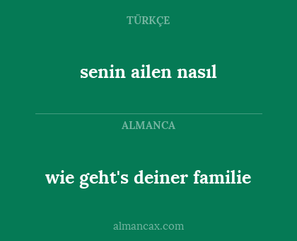 wie geht's deiner familie - senin ailen nasıl