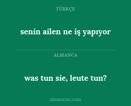 was tun sie, leute tun? - senin ailen ne iş yapıyor
