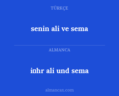i̇hr ali und sema - senin ali ve sema