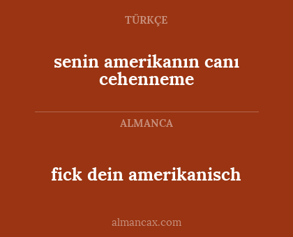 senin amerikanın canı cehenneme - fick dein amerikanisch