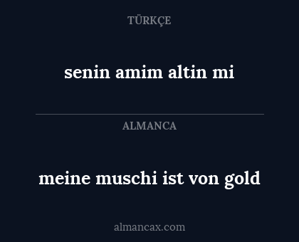 meine muschi ist von gold - senin amim altin mi
