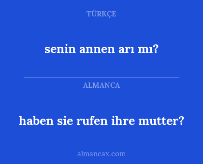 haben sie rufen ihre mutter? - senin annen arı mı?