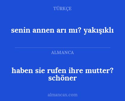 haben sie rufen ihre mutter? schöner - senin annen arı mı? yakışıklı