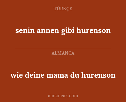 wie deine mama du hurenson - senin annen gibi hurenson