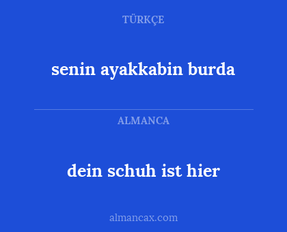 dein schuh ist hier - senin ayakkabin burda