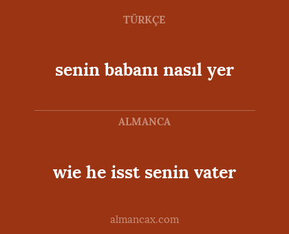 wie he isst senin vater - senin babanı nasıl yer