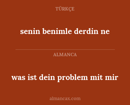 senin benimle derdin ne - was ist dein problem mit mir