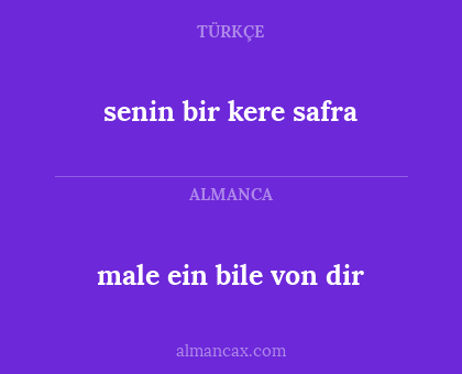 male ein bile von dir - senin bir kere safra