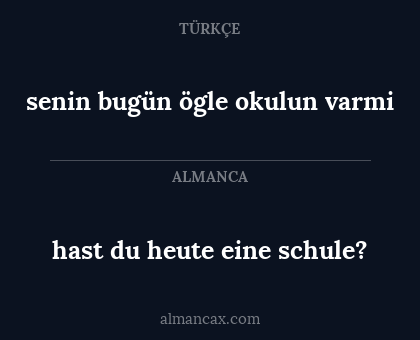 hast du heute eine schule? - senin bugün ögle okulun varmi