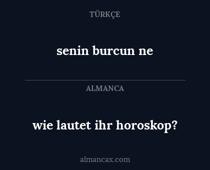 senin burcun ne - wie lautet ihr horoskop?