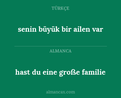 hast du eine große familie - senin büyük bir ailen var