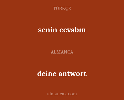 deine antwort - senin cevabın
