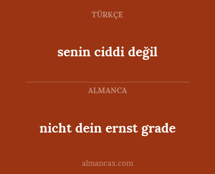 senin ciddi değil - nicht dein ernst grade