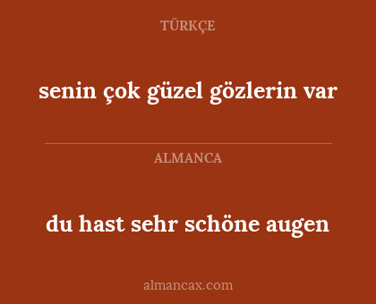 du hast sehr schöne augen - senin çok güzel gözlerin var