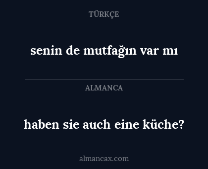 senin de mutfağın var mı - haben sie auch eine küche?