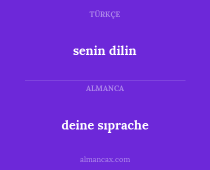senin dilin - deine sıprache