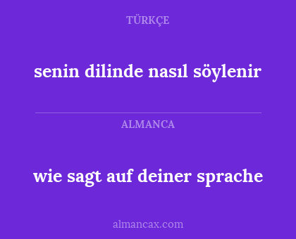 senin dilinde nasıl söylenir - wie sagt auf deiner sprache