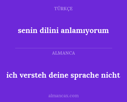 senin dilini anlamıyorum - ich versteh deine sprache nicht