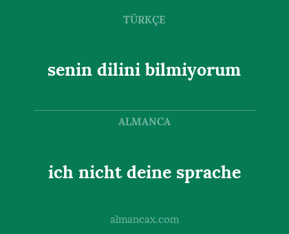 senin dilini bilmiyorum - ich nicht deine sprache