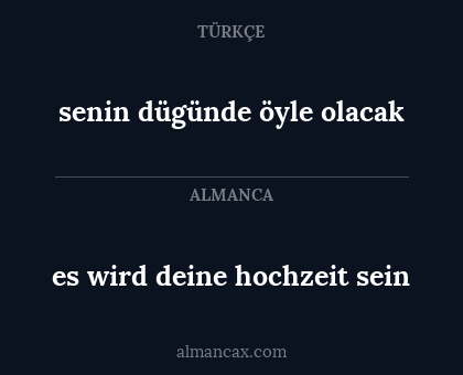 senin dügünde öyle olacak - es wird deine hochzeit sein