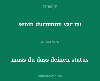 senin durumun var mı - muss du dass deinen status
