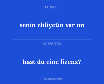 senin ehliyetin var mı - hast du eine lizenz?