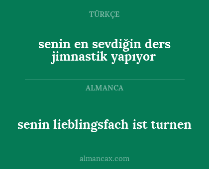 senin lieblingsfach ist turnen - senin en sevdiğin ders jimnastik yapıyor