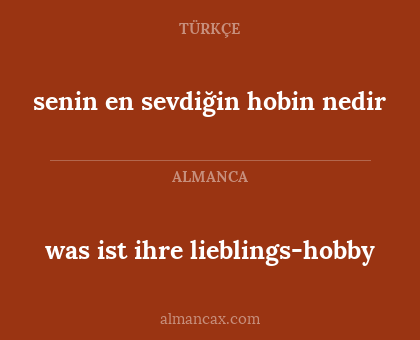 senin en sevdiğin hobin nedir - was ist ihre lieblings-hobby