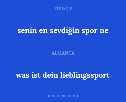senin en sevdiğin spor ne - was ist dein lieblingssport